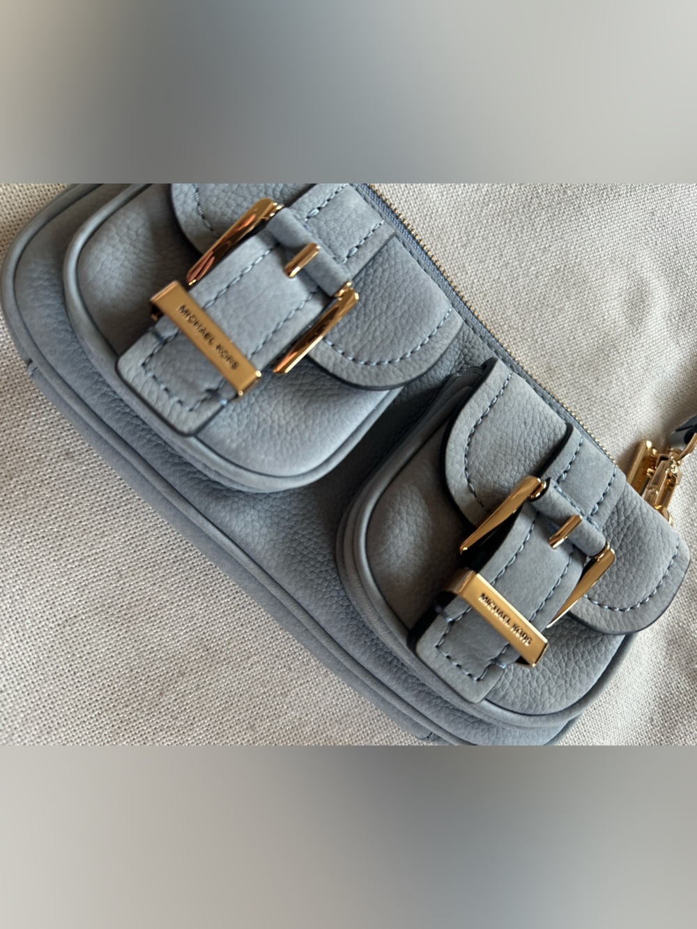 NWOT MICHAEL KORS Zoe Small Suede Convertible Pochette in Chambray Blue - Picture 5 of 11